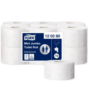 Tork T2 120280 toiletpapier mini jumbo 2lgs wit 12 x 170mtr