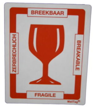 Etiket Breekbaar 'glaasje' 8x10cm 500st