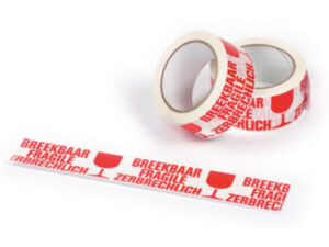 Tape PP 48mm x 66m breekbaar rood/wit 36rol