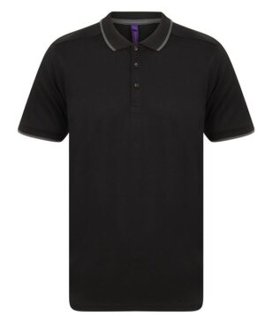 Henbury H485 poloshirt korte mouw black/charcoal L