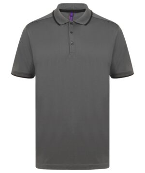 Henbury H485 poloshirt korte mouw black/charcoal XL