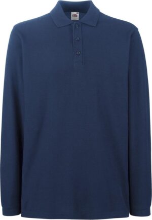 Fruit of the loom polo lange mouw blauw premium XL