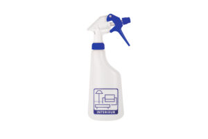 Sprayflacon compleet blauw interieur leeg met schaalverdeling