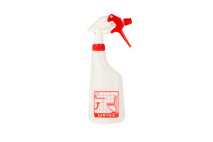 Sprayflacon compleet rood sanitair leeg met schaalverdeling