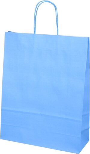 BIO shopping tas papier blauw 32+12x41cm 250st