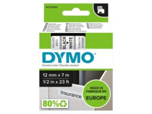 Labeltape Dymo 45013 12mmx7m zwart op wit