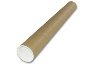 Verzendkoker 63cm rond Ø6cm bruin + n doppen wit A1-formaat