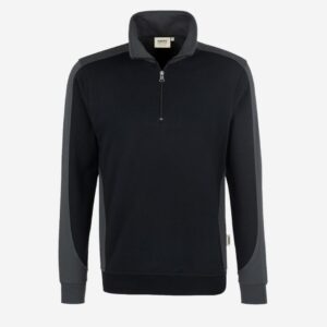 Hakro Zip Sweatshirt contrast Performance 476 zwart/grijs 2XL