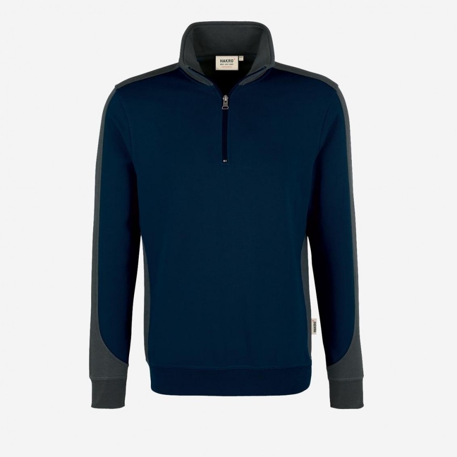 Hakro Zip Sweatshirt contrast Performance 476 marine/grijs M