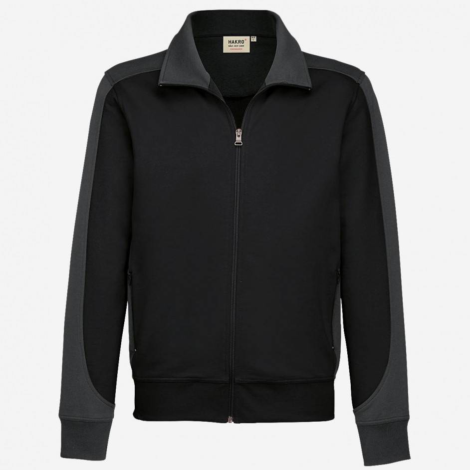 Hakro Sweat Jack contrast Performance 477 zwart/grijs S