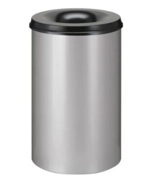 Vlamdovende papierbak 110ltr alu/grijs rond