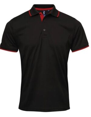 Premier polo PR618 zwart-rood 2XL